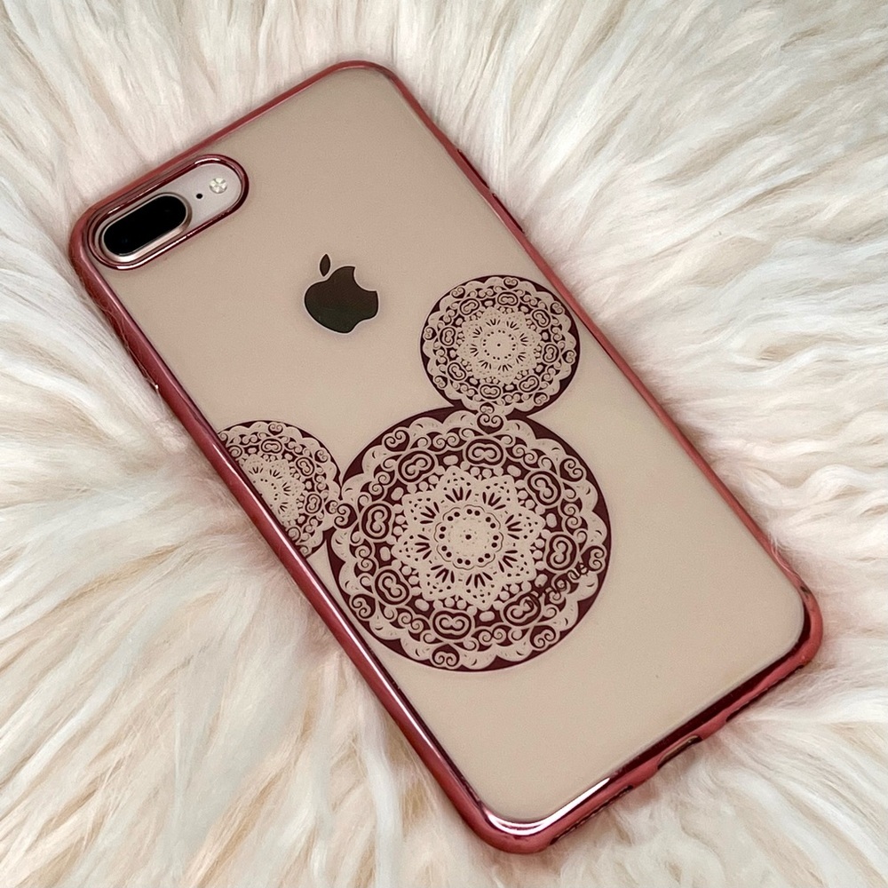 Mickey Minnie Mouse Cellular Cell Phone Case, Metallic Rose Gold iPhone 8 7 Plus
